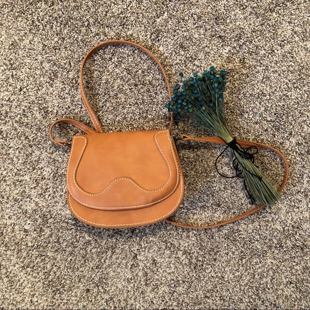 Brown Faux Leather Mini Crossbody Purse Adjustable